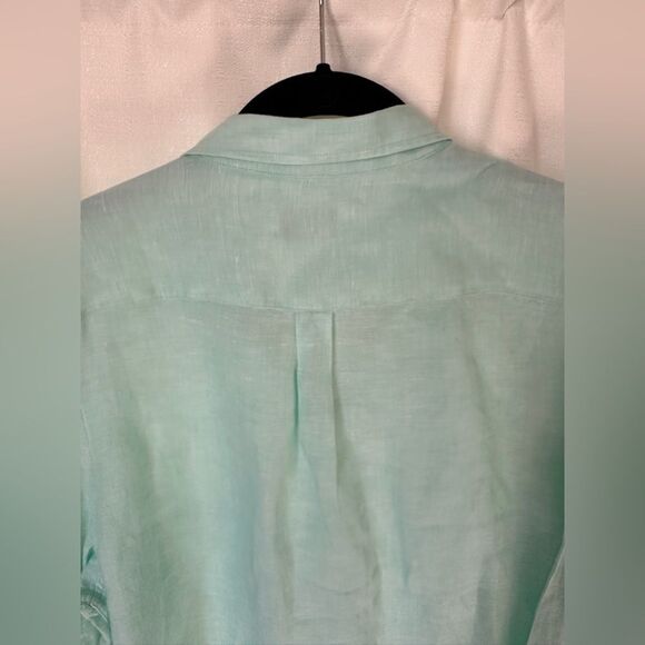UNTUCKit Linen Long Sleeve Button Up Shirt, Women's Size 14, Mint Green - Picture 4 of 10